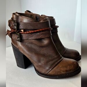 Freebird by Steeven brown leather heeled ankle boots